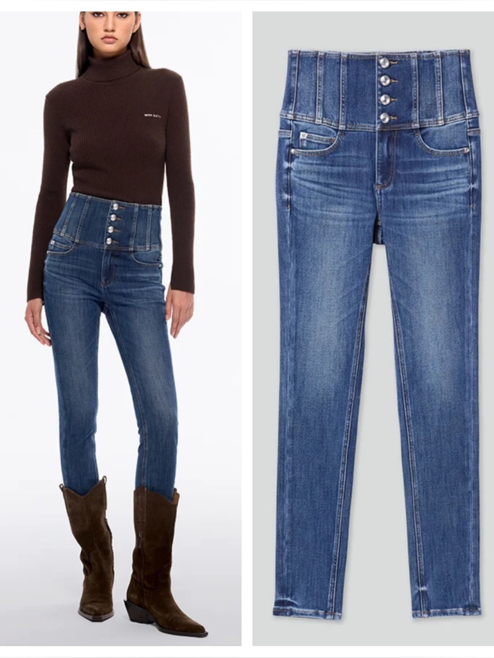 NWT! Miss Sixty HIGH WAISTED CASHMERE-BLEND SLIM FIT JEANS